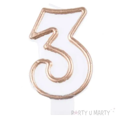 swieczka na tort 3 zloty kontur arpex