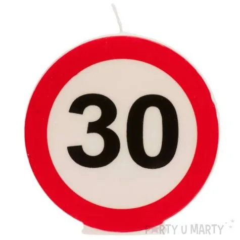 swieczka na tort 30 urodziny bialo czerwona dekora