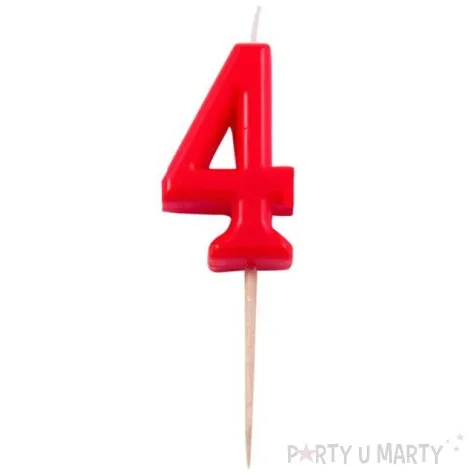 swieczka na tort 4 folat czerwona
