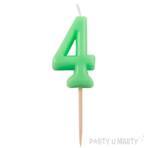swieczka na tort 4 folat zielona