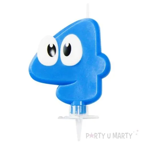 swieczka na tort 4 niebieski ludek arpex 8 cm