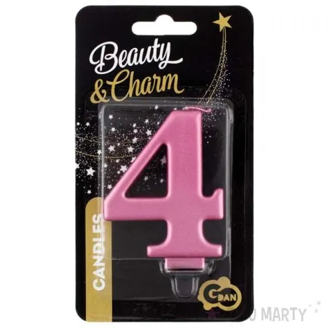 swieczka na tort 4 rozowa godan