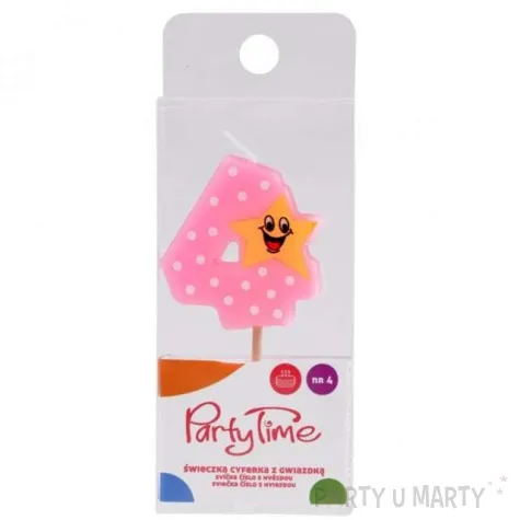 swieczka na tort 4 z gwiazdka rozowa arpex