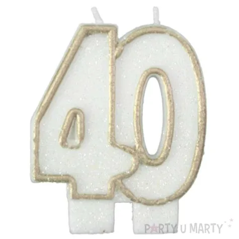 swieczka na tort 40 arpex zlota brokatowa 6 cm