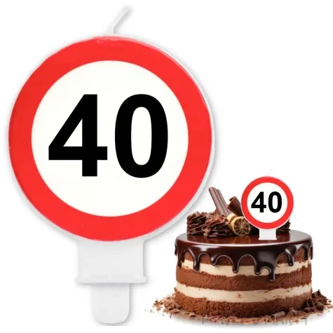 swieczka na tort 40 traffic birthday folat 6 cm