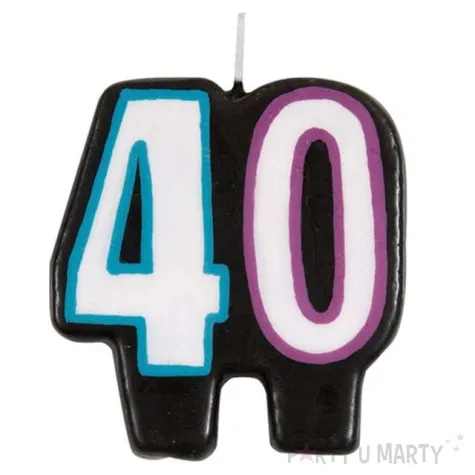 swieczka na tort 40 unique czarna 6 cm