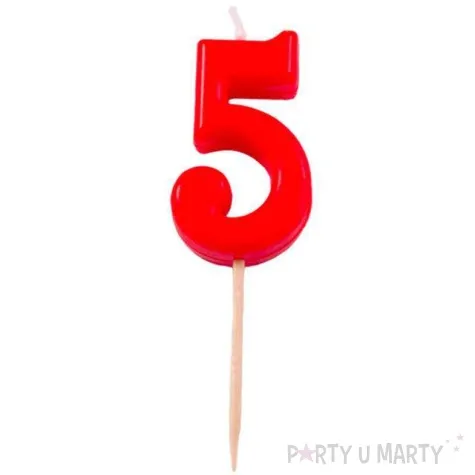 swieczka na tort 5 folat czerwona