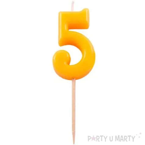swieczka na tort 5 folat pomaranczowa