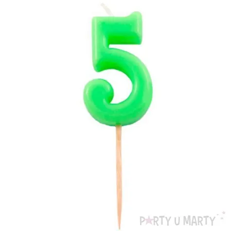 swieczka na tort 5 folat zielona