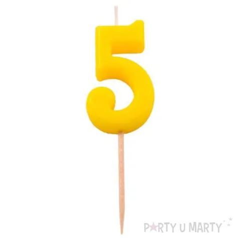 swieczka na tort 5 folat zolta