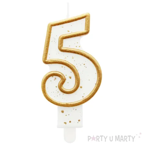 swieczka na tort 5 godan zlota z brokatem 9 cm