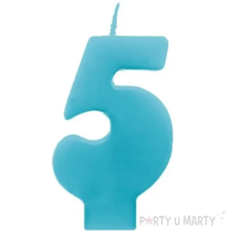 swieczka na tort 5 monte blekit 6 5 cm partydeco blekitna