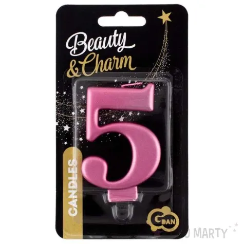 swieczka na tort 5 rozowa godan