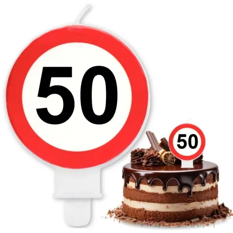 swieczka na tort 50 traffic birthday folat 6 cm