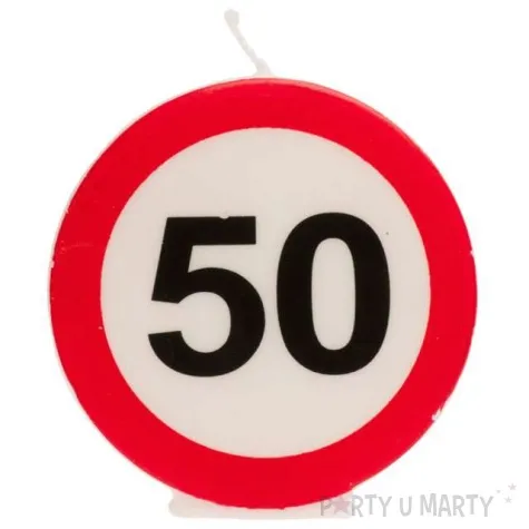 swieczka na tort 50 urodziny bialo czerwona dekora