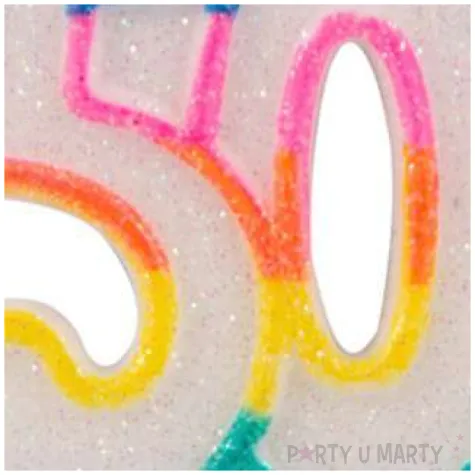 swieczka na tort 50 urodziny brokat mix folat