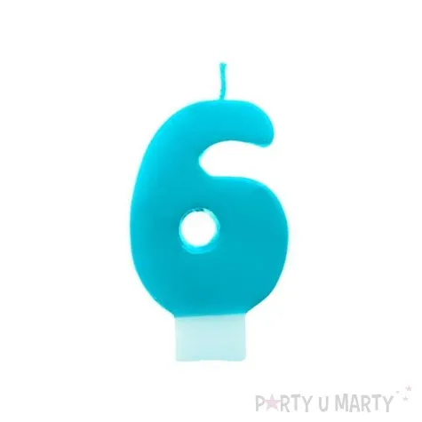 swieczka na tort 6 monte blekit 6 5 cm partydeco blekitna