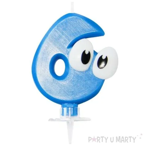 swieczka na tort 6 niebieski ludek arpex 8 cm