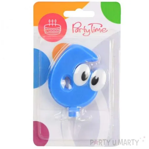 swieczka na tort 6 niebieski ludek arpex 8 cm