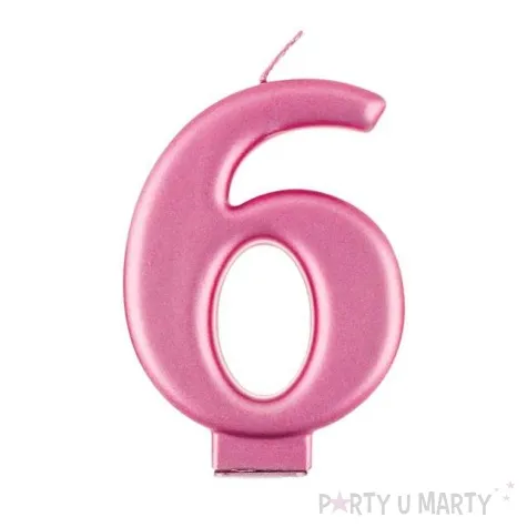 swieczka na tort 6 rozowa godan