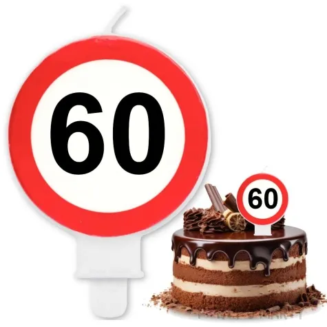 swieczka na tort 60 traffic birthday folat 6 cm