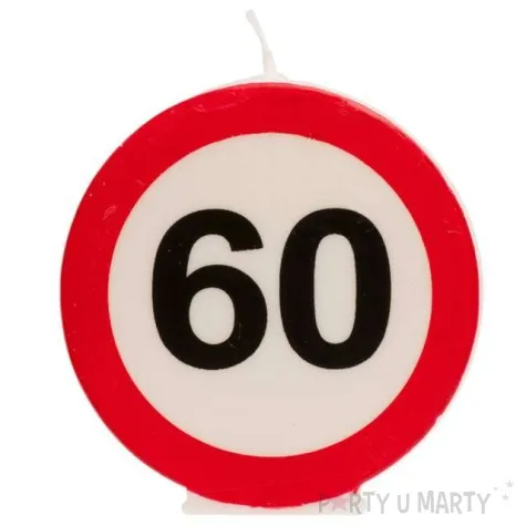 swieczka na tort 60 urodziny bialo czerwona dekora