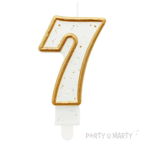swieczka na tort 7 godan zlota z brokatem 9 cm