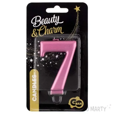 swieczka na tort 7 rozowa godan