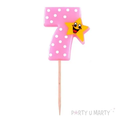 swieczka na tort 7 z gwiazdka rozowa arpex