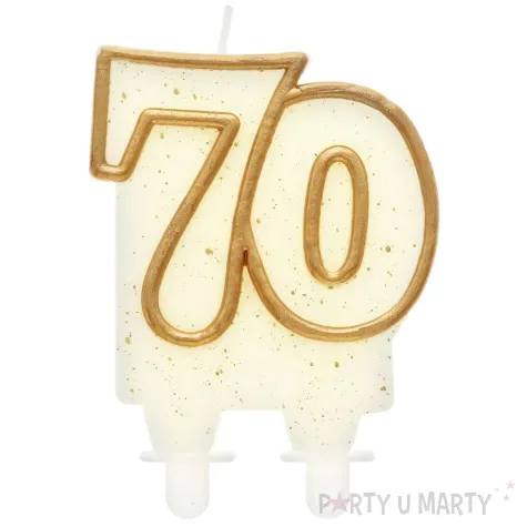 swieczka na tort 70 godan zlota z brokatem 8 cm