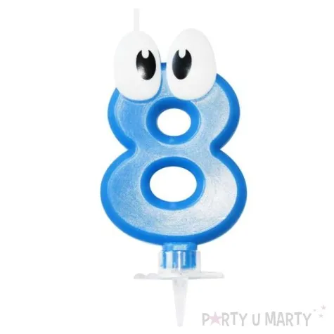 swieczka na tort 8 niebieski ludek arpex 8 cm