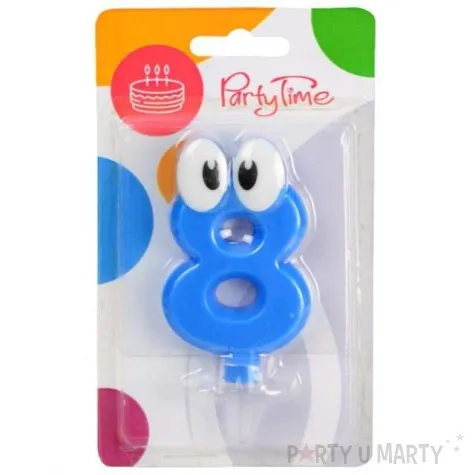 swieczka na tort 8 niebieski ludek arpex 8 cm