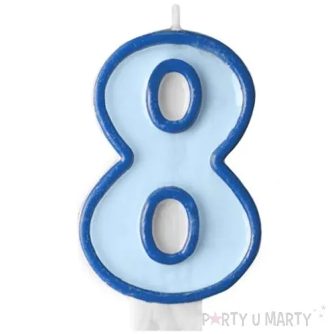 swieczka na tort 8 partydeco blekitna