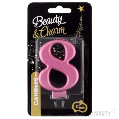 swieczka na tort 8 rozowa godan