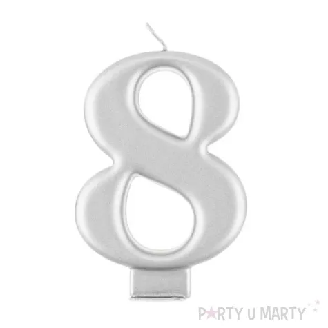 swieczka na tort 8 srebrna godan