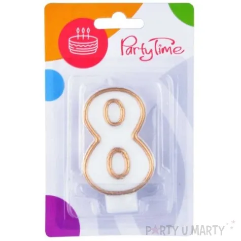 swieczka na tort 8 zloty kontur arpex