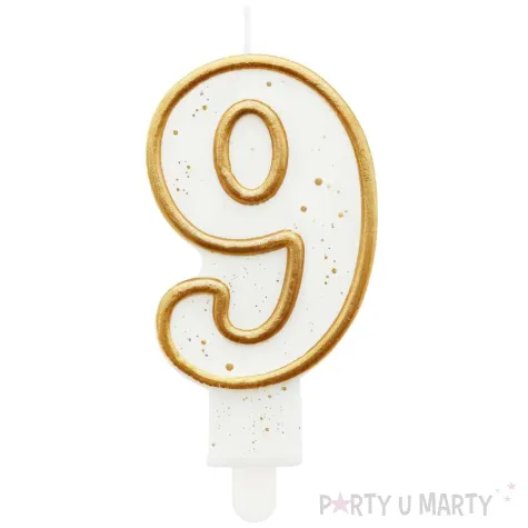 swieczka na tort 9 godan zlota z brokatem 9 cm