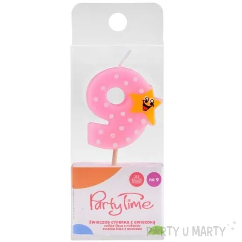 swieczka na tort 9 z gwiazdka rozowa arpex