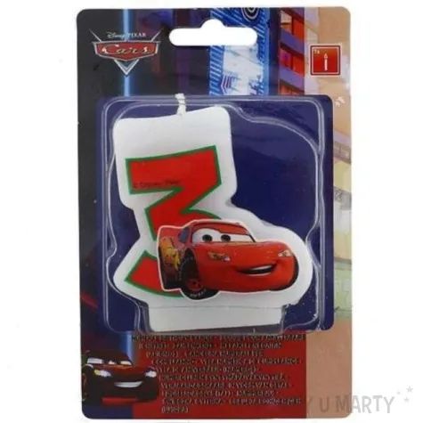 swieczka na tort cars neon cyfra 3 procos 6 cm