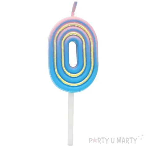 swieczka na tort cyferka 0 neon ombre godan