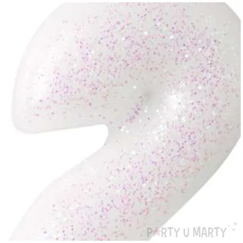 swieczka na tort cyferka 2 rozowy brokat biala amscan 6 5 cm