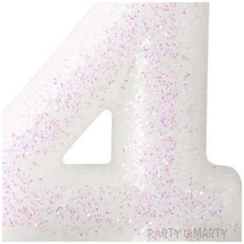 swieczka na tort cyferka 4 rozowy brokat biala amscan 6 5 cm