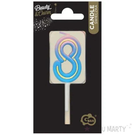 swieczka na tort cyferka 8 neon ombre godan