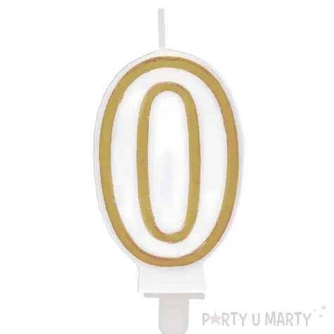 swieczka na tort cyfra 0 chique gold folat 9 cm