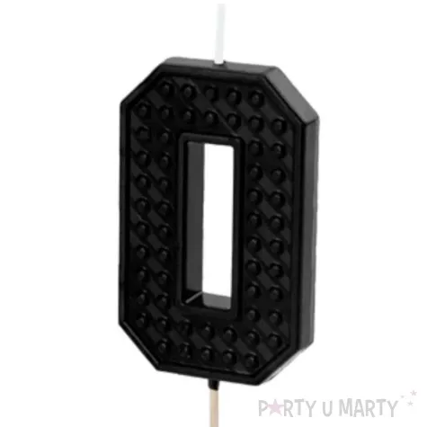 swieczka na tort cyfra 0 czarny partydeco 6 cm
