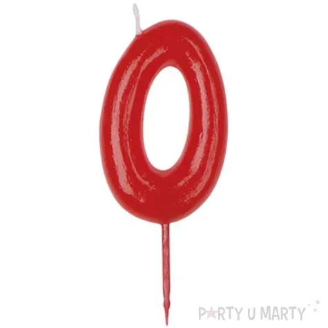 swieczka na tort cyfra 0 czerwona dekora 5 5 cm