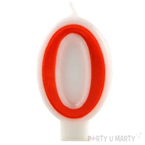 swieczka na tort cyfra 0 czerwona tamipol 7 5 cm