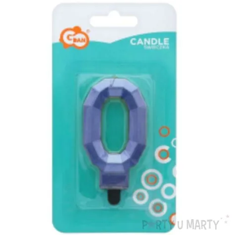 swieczka na tort cyfra 0 diament niebieska godan 7 6 cm