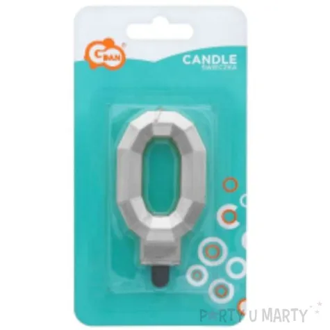 swieczka na tort cyfra 0 diament srebrna godan 7 6 cm