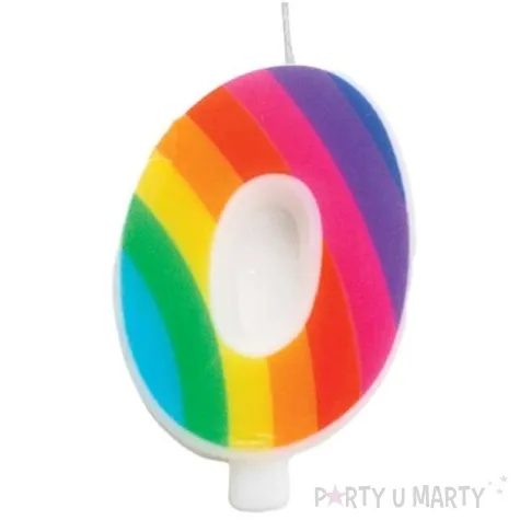 swieczka na tort cyfra 0 iskrzaca teczowa givi 9 5 cm